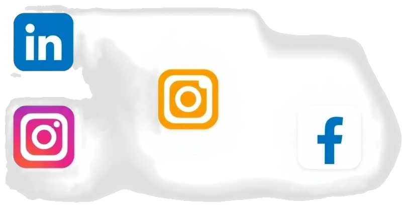 Ícones de redes sociais (LinkedIn, Facebook, Instagram)